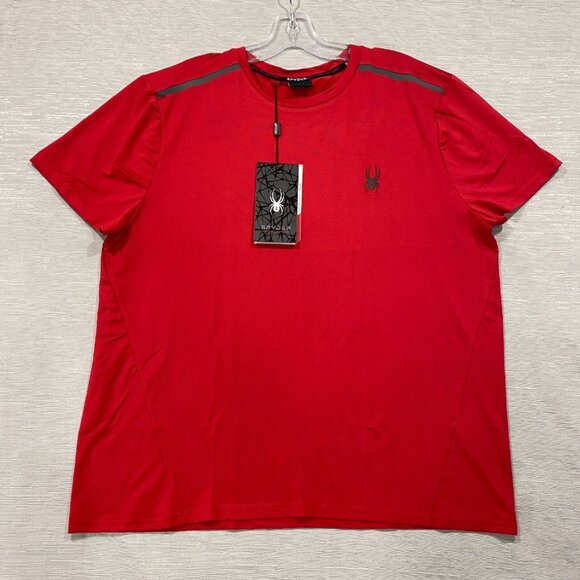 SPYDER Red T Shirt Mens Large Quick Dry Perforated Lightweight Short Sleeve Tee - Picture 1 of 12